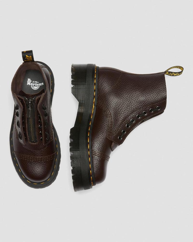 Dr Martens Sinclair Milled Nappa Lær Platform Støvler Dame Burgunder | Norge 525ILH